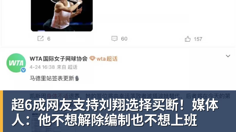超6成网友支持刘翔选择买断!媒体人:他不想解除编制也不想上班
